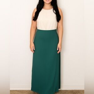 New Seventy Venezia Ivory Green Colorblock Wrap Maxi Dress Women’s 8 Modest
